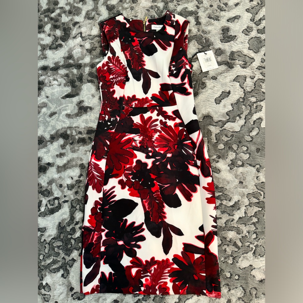 Calvin Klein, Stunning Red Floral Print Scuba
Dress